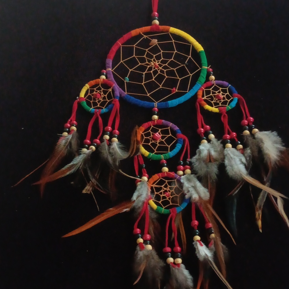Doubled-Ringed Rainbow Dreamcatcher wall decor. (NWOT)